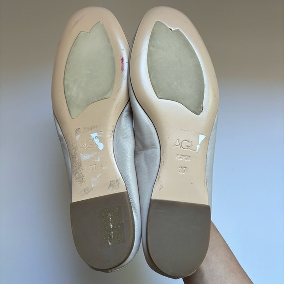 AGL beige Leather Round‎ Toe Ballet Flat Sz 37/US 7 - Picture 5 of 6